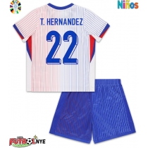 Camiseta Francia Theo Hernandez #22 Visitante Equipación para niños Eurocopa 2024 manga corta (+ pantalones cortos)